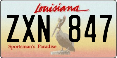 LA license plate ZXN847