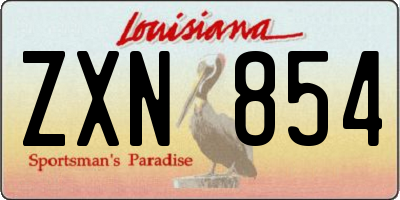 LA license plate ZXN854
