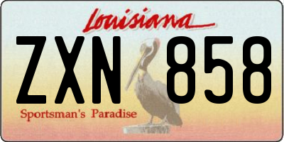 LA license plate ZXN858