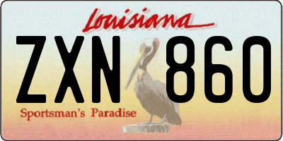 LA license plate ZXN860