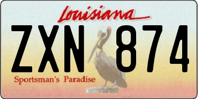 LA license plate ZXN874