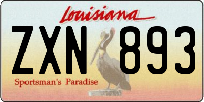 LA license plate ZXN893