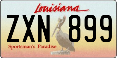 LA license plate ZXN899