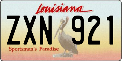 LA license plate ZXN921