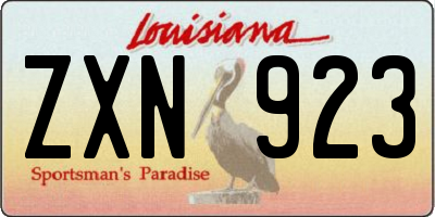 LA license plate ZXN923