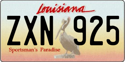 LA license plate ZXN925