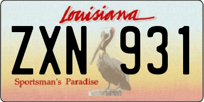 LA license plate ZXN931