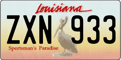 LA license plate ZXN933