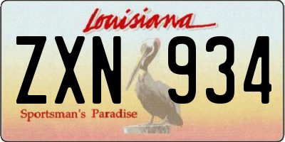 LA license plate ZXN934