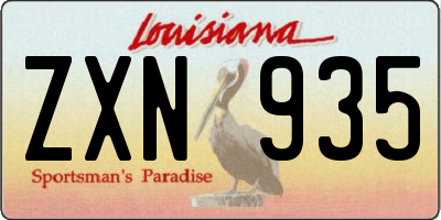 LA license plate ZXN935