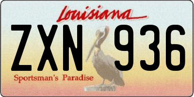 LA license plate ZXN936