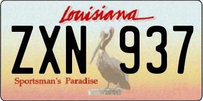 LA license plate ZXN937