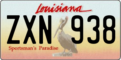 LA license plate ZXN938