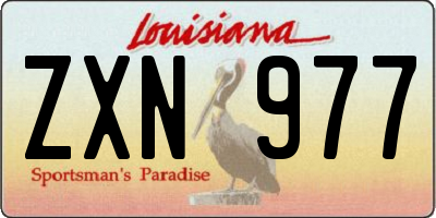 LA license plate ZXN977