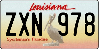 LA license plate ZXN978