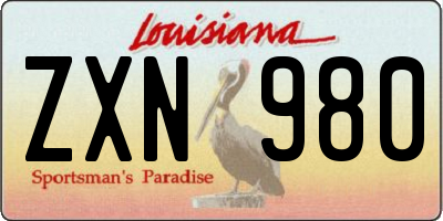 LA license plate ZXN980