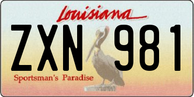 LA license plate ZXN981