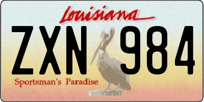 LA license plate ZXN984