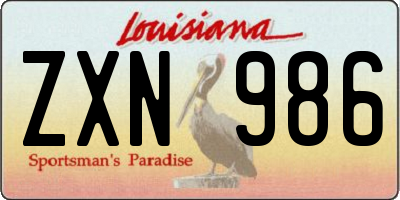 LA license plate ZXN986