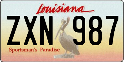 LA license plate ZXN987