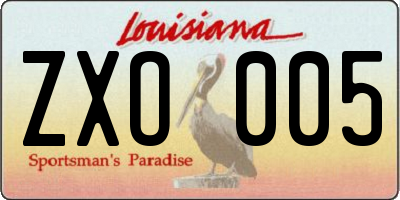 LA license plate ZXO005