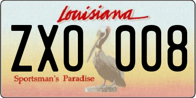 LA license plate ZXO008