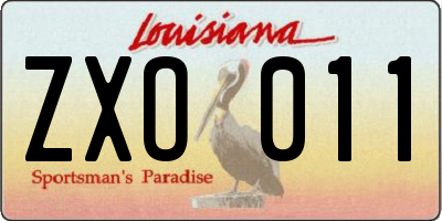LA license plate ZXO011