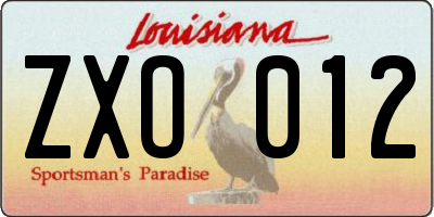 LA license plate ZXO012