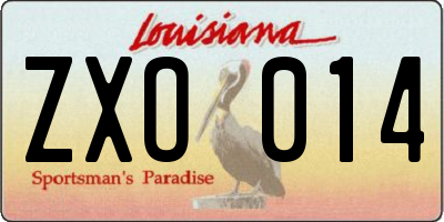 LA license plate ZXO014