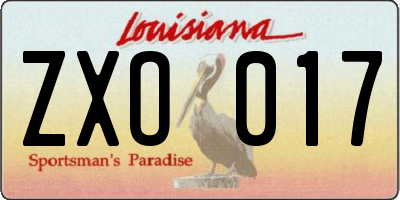 LA license plate ZXO017