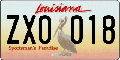 LA license plate ZXO018