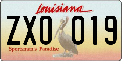 LA license plate ZXO019