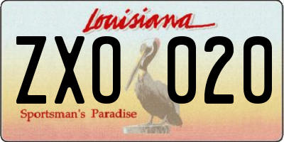 LA license plate ZXO020
