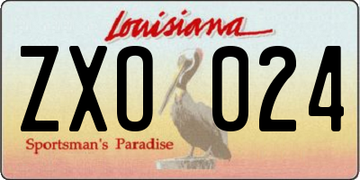 LA license plate ZXO024
