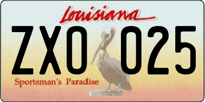 LA license plate ZXO025