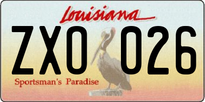 LA license plate ZXO026