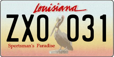 LA license plate ZXO031