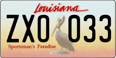 LA license plate ZXO033