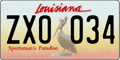 LA license plate ZXO034