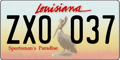 LA license plate ZXO037
