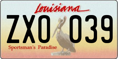 LA license plate ZXO039