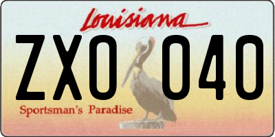 LA license plate ZXO040