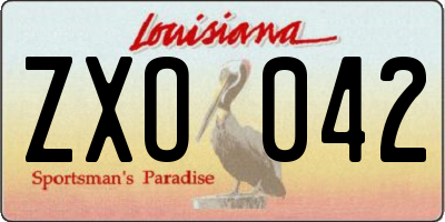 LA license plate ZXO042