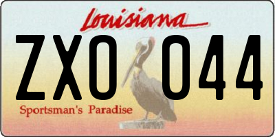 LA license plate ZXO044