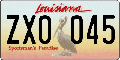 LA license plate ZXO045