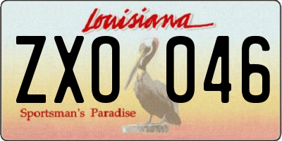 LA license plate ZXO046