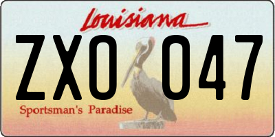 LA license plate ZXO047