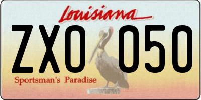LA license plate ZXO050