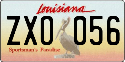 LA license plate ZXO056