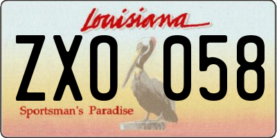 LA license plate ZXO058